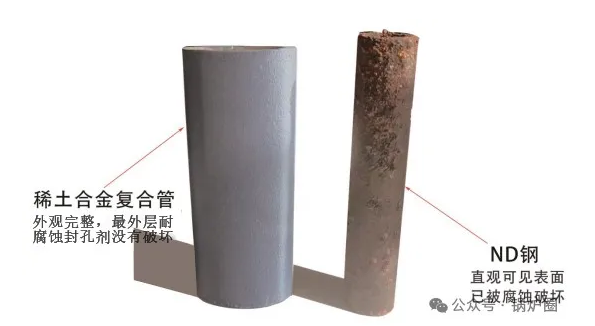 稀土合金复合管与ND钢耐腐蚀实验