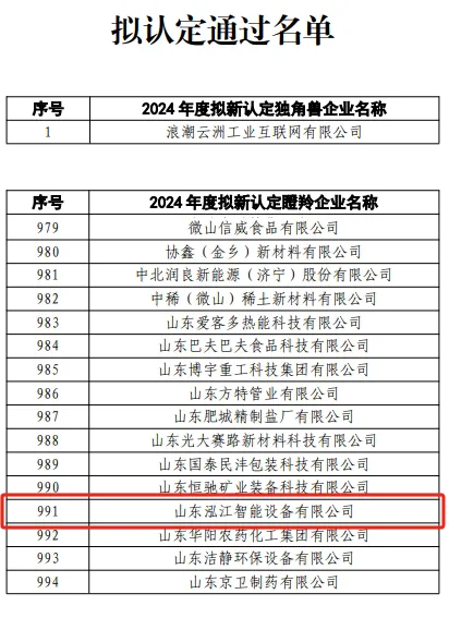 荣誉见证实力！山东泓江获评2024山东省瞪羚企业